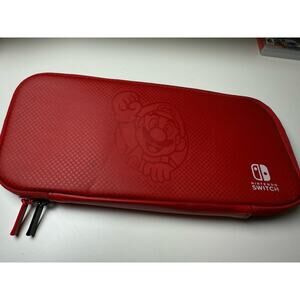 Nintendo Switch Carry Case Travel Mario Bowser Red w/‎ Black Zipper
